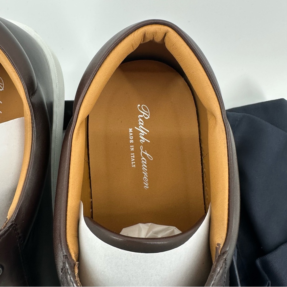 NEW Ralph Lauren Purple Label Severn Burnished Calfskin leather brown men shoes - Picture 7 of 10